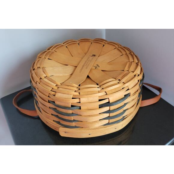 2000 Longaberger Basket Round Heartland Darning Basket 10"Rd x 4"H - Picture 5 of 16